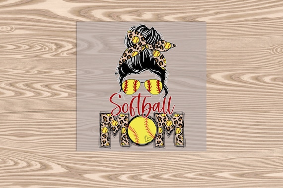 Ready to Press, Softball Mom Bun Leopard, heat transfer print, DTF Transfer Print