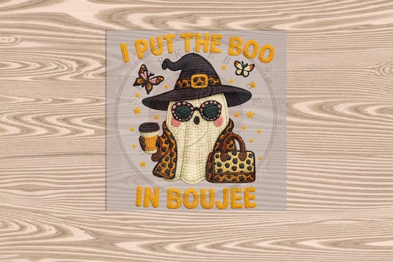 Boujee Ghost DTF Transfer- (Faux yarn, latch hook, and embroidered texture effects) Ready to Press