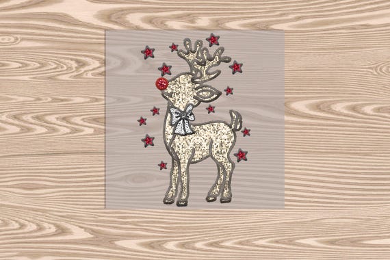 Ready to Press, Shimmering Reindeer, Merry Christmas, heat transfer print, DTF Transfer Print (faux sequin effect printed)