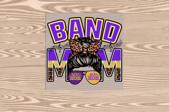 Band Mom Bun DTF Transfer: Purple and Gold Heat Press Print