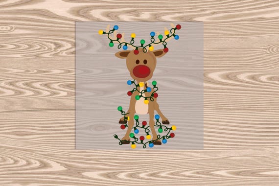 Ready to Press, Rudolph Tangled in Lights , heat transfer print, DTF Transfer Print