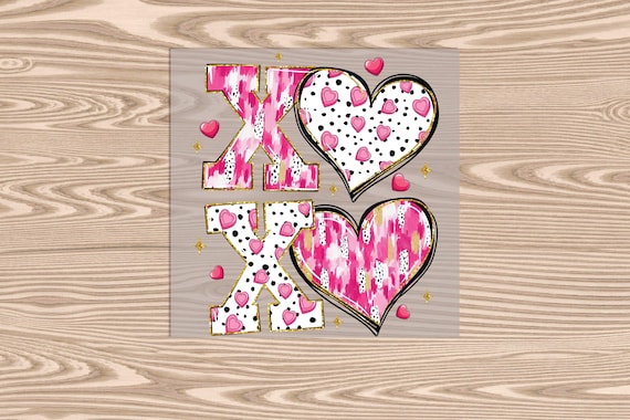 Ready to Press DTF Transfer-XOXO Hearts Brushstroke Pink Hearts