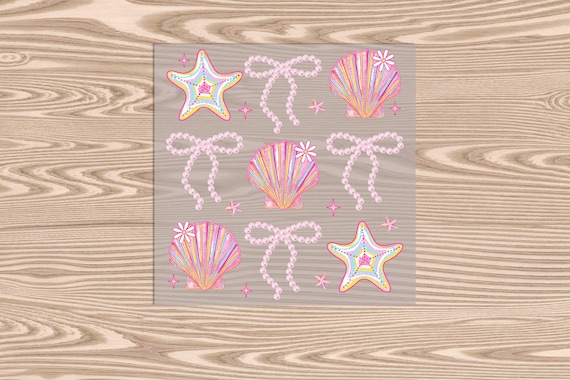 Ready to Press, Seashell Pearl Summer Coquette, DTF Transfer Print