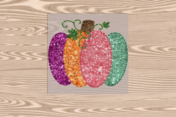 Ready to Press, Colorful Faux Sequin Pumpkin Halloween, heat transfer print (faux sequin effect printed), DTF Transfer Print
