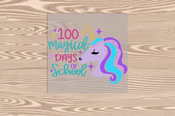 Ready to Press, 100 Days Magical Unicorn, DTF Transfer Print