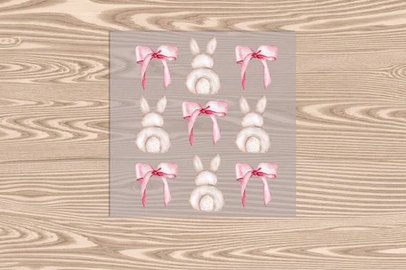 Ready to Press, Cotton Tail Coquette, Easter Bunny, Bows, DTF Transfer Print