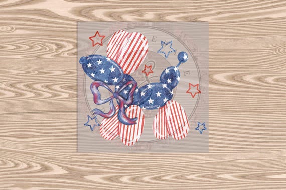 Exclusive - Ready to Press, Patriotic Girl Balloon Dog, heat transfer print, DTF Transfer Print