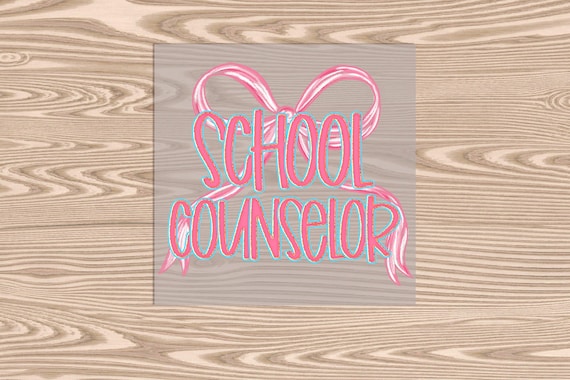 Ready to Press, School Counselor Pink Bow Coquette, heat transfer print, DTF Transfer Print
