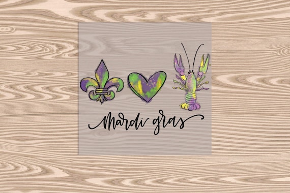 Ready to Press, Peace Love Mardi Gras Crawfish, DTF Transfer Print
