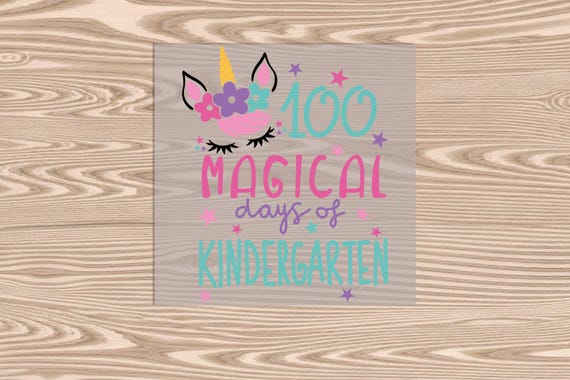 Ready to Press, 100 Days Unicorn Kindergarten, DTF Transfer Print