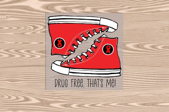 Drug Free Thats Me Shoes Red Ribbon Week - Ready to Press - DTF Transfer Print