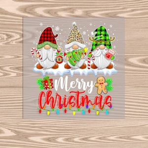 Ready to Press, Gnomes Merry Christmas, heat transfer print, DTF Transfer Print
