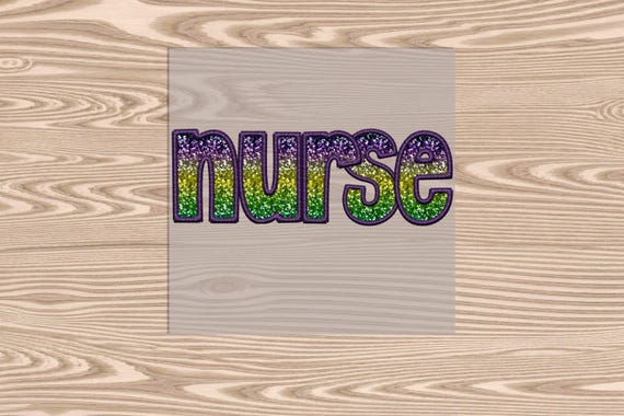 Ready to Press, Mardi Gras Nurse (faux sequins effect printed), heat transfer print, DTF Transfer Print