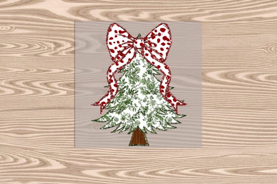 Ready to Press, Red/Green Christmas Tree Spotted Dot Bow, Christmas, heat transfer print, DTF Transfer Print