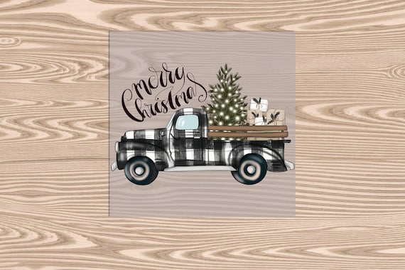 Ready to Press, Buffalo Plaid Truck, heat transfer print, DTF Transfer Print