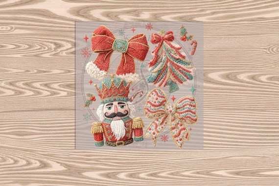 Ready to Press DTF Transfer-Christmas Red Nutcracker (Faux yarn)