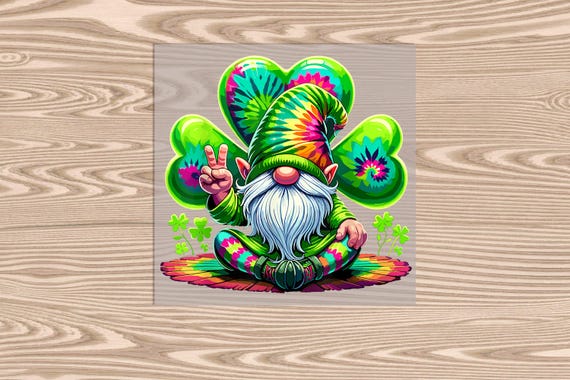 Ready to Press DTF Transfer-Hippy Clover Gnome - heat transfer