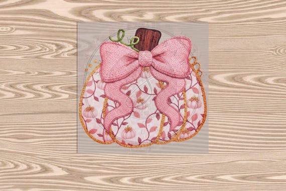 Ready to Press DTF Transfer-Pink Pumpkin :Faux Yarn & Embroidered Texture Effect