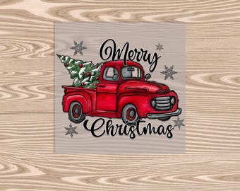 Sublimation Print Christmas Old Truck Ready to Press Heat Sublimation Print Christmas Old Truck Ready to Press Heat