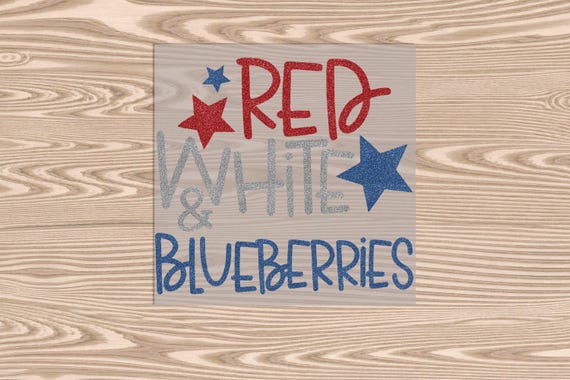 Red White Blueberries (glitter effect printed) DTF Transfer Print: Ready to Press