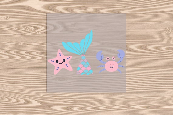 Ready to Press, Starfish Mermaid Tail Crab Beach, DTF Transfer Print