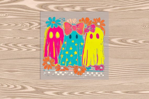 Bright Ghost DTF Transfer Print: Ready to Press, Halloween Design