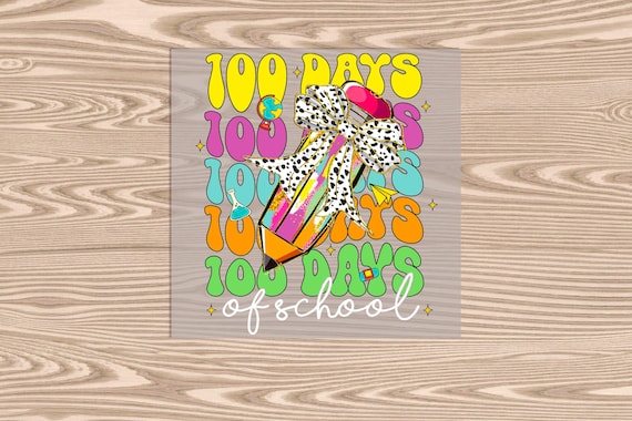 Ready to Press, 100 days of School Colorful Pencil Stack , DTF Transfer Print