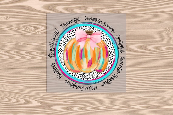 Ready to Press, Spotted Dot Thankful Pumpkin, Fall Thanksgiving, heat transfer print, DTF Transfer Print