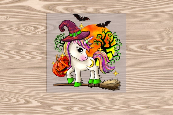 Ready to Press, Colorful Halloween Unicorn, heat transfer print, DTF Transfer Print