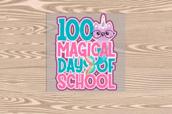 Ready to Press, 100 Days Magical Mermaid Unicorn, DTF Transfer Print