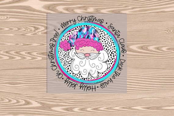 Ready to Press, Santa Claus Circle Dots, Merry Christmas, heat transfer print, DTF Transfer Print