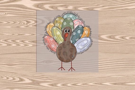 Ready to Press, Colorful Turkey, heat transfer print, DTF Transfer Print