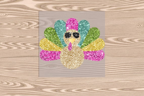 Ready to Press, Glitter Turkey, heat transfer print (glitter effect), DTF Transfer Print
