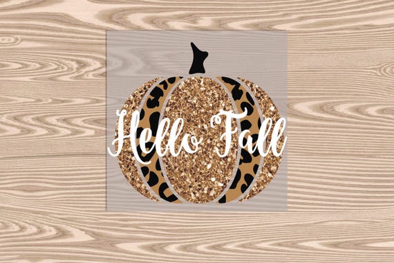 Ready to Press, Sequin Leopard Pumpkin Hello Fall, heat transfer print (faux sequin effect printed) , DTF Transfer Print