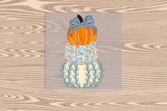 Pumpkin Stack Trio DTF Transfer: Hand-Drawn Halloween Heat Transfer Print