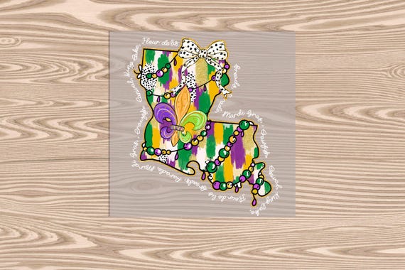 Ready to Press, LA Mardi Gras Dot Bow, heat transfer print, DTF Transfer Print