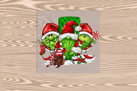 Ready to Press, Green Christmas Gnomes, heat transfer print, DTF Transfer Print