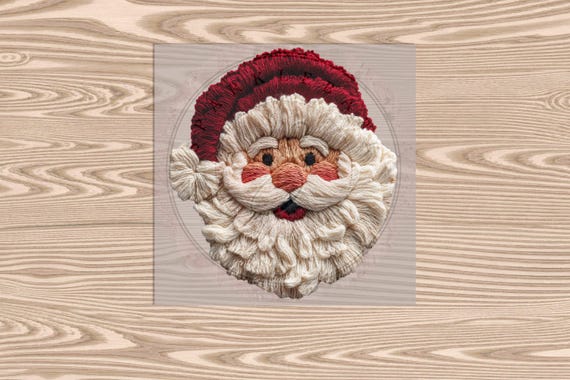 Ready to Press DTF Transfer-Santa Clause :Faux Yarn & Embroidered Texture Effect