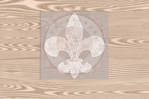 Ready to Press, White Lace Fleur De Lis (faux lace effect printed), Mardi Gras colors, DTF Transfer Print