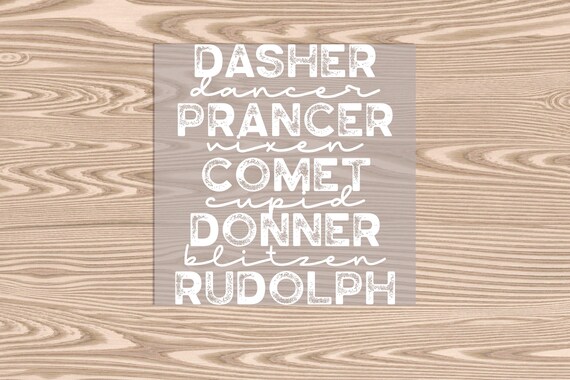 Ready to Press, Reindeer Names White, heat transfer print, DTF Transfer Print