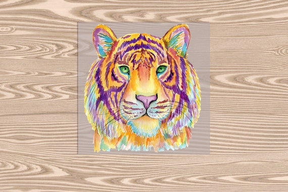 Ready to Press, Painted Tiger, heat transfer print, DTF Transfer Print