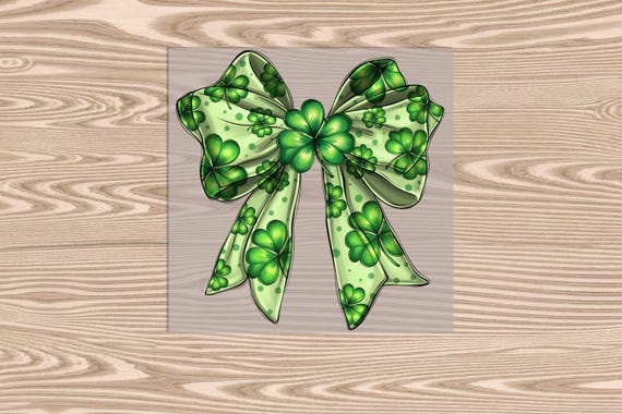 Ready to Press DTF Transfer-St. Patrick's Day Clover Bow- heat transfer