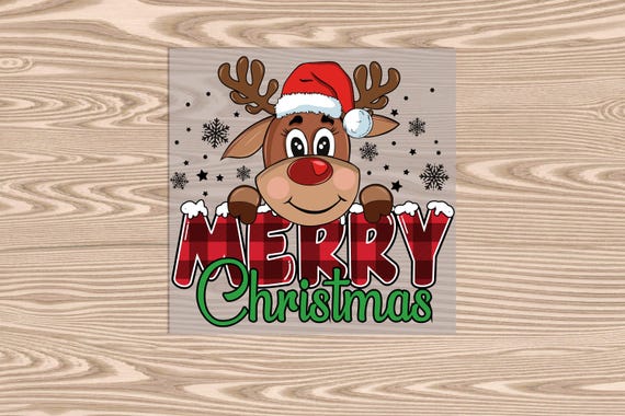 Ready to Press, Merry Christmas Reindeer, heat transfer print, DTF Transfer Print
