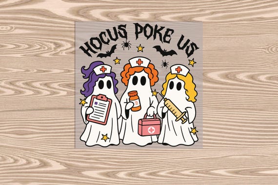 Nurse Ghost Halloween DTF Transfer: Ready to Press Heat Transfer Print