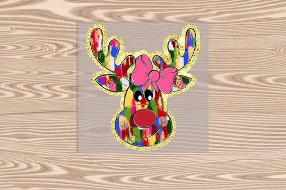 Ready to Press, Brushstroke Multicolor Reindeer, heat transfer print, DTF Transfer Print