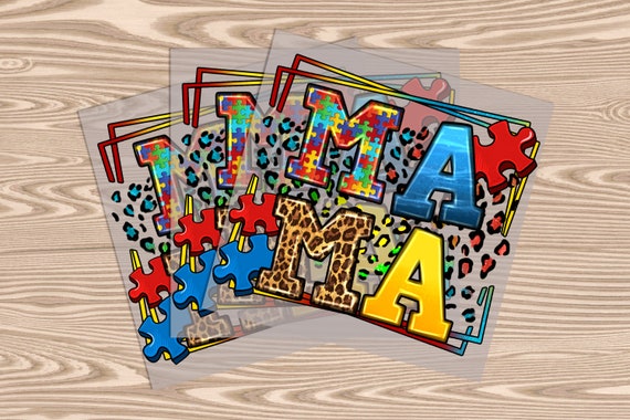 Ready to Press, Autism Mama Puzzle Piece, heat transfer print, DTF Transfer Print