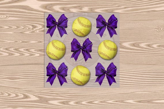 Ready to Press DTF Transfer-Softball Purple Bow Coquette