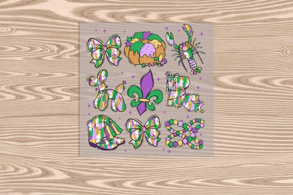 Ready to Press DTF Transfer-Mardi Gras Coquette - heat transfer