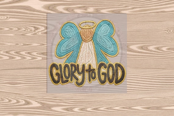 Ready to Press DTF Transfer-Glory to God Angel :Faux Yarn & Embroidered Texture Effect