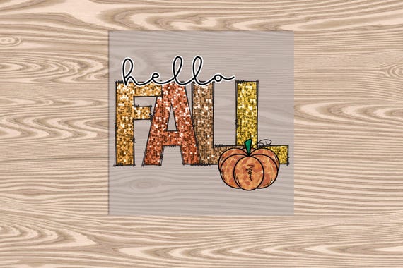 Ready to Press, Hello Fall Pumpkin, heat transfer print (faux sequin effect printed), DTF Transfer Print